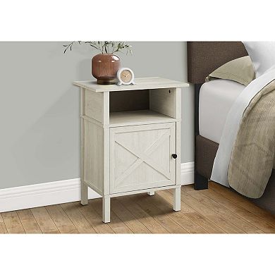 Washed Oak Accent Side Table with Cabinet Door and Open Shelf