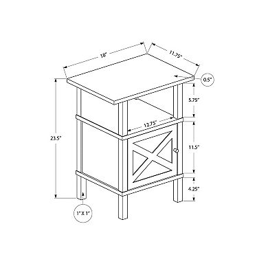 Washed Oak Accent Side Table with Cabinet Door and Open Shelf