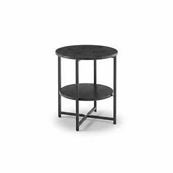 Round Two Tier Side Table with Storage Shelf