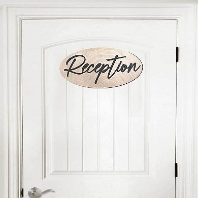 Reception sign, Front desk sign, Business sign, Made from wood - 17"x8"