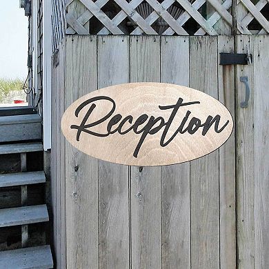 Reception sign, Front desk sign, Business sign, Made from wood - 17"x8"