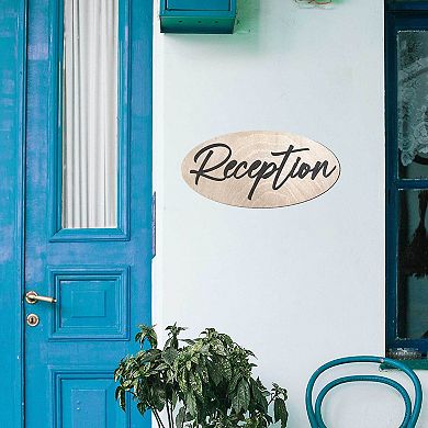 Reception sign, Front desk sign, Business sign, Made from wood - 17"x8"