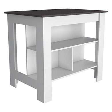 Delos Kitchen Island with 3 Shelves