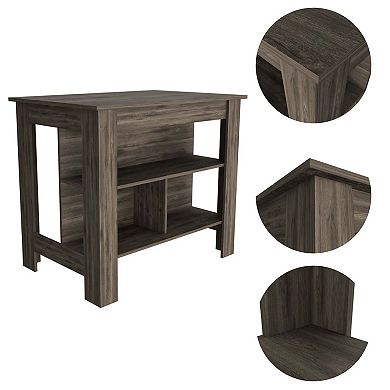 Delos Kitchen Island with 3 Shelves