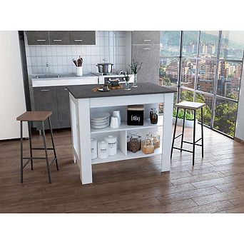 Delos Kitchen Island with 3 Shelves