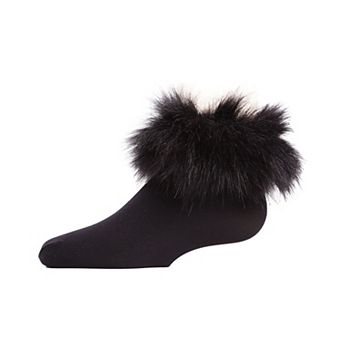 Microfiber Faux-Fur Girls Anklet Socks