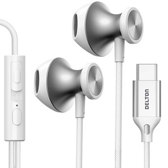 Delton 15EC USB-C Wired In-Ear Computer Headset/Headphone with Mic, White