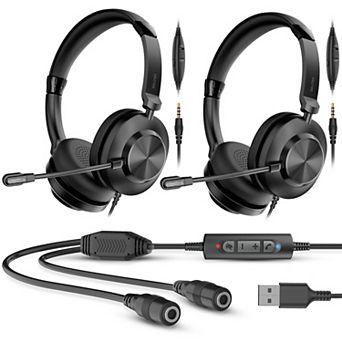 Delton T32Y Training Headset with Master Adapter & Splitter for Supervising & Coaching, Black