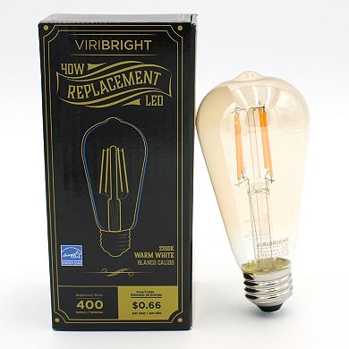 Viribright® ST19 LED Bulb, Filament, Amber, Vintage, Edision, Warm White 2200K