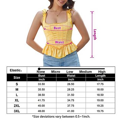 Women's Vintage Jacquard Hem Ruffle Edge Boned Corset Fishbone Print Renaissance Vest