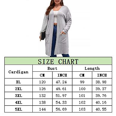 Women's Plus Size Lightweight Cardigan Oversized Open Front Long Sweater with Side Pocket