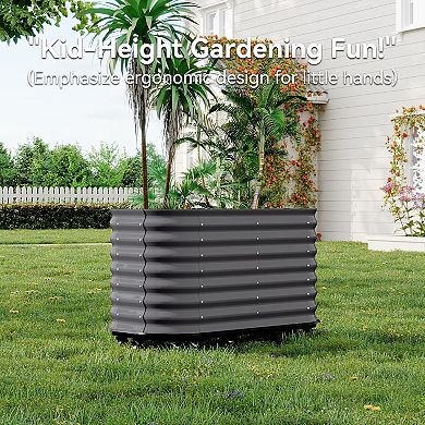 Galvanized Raised Garden Bed with Wheels & Water Reservoir Durable Outdoor Planter Box