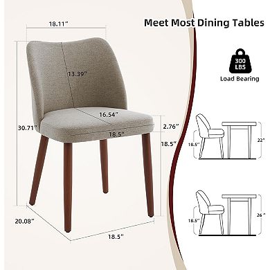 Upholstered Dining Chairs Set of 2, Modern Fabric Dining Room Side Chair,with Padded Seat