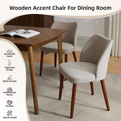 Upholstered Dining Chairs Set of 2, Modern Fabric Dining Room Side Chair,with Padded Seat
