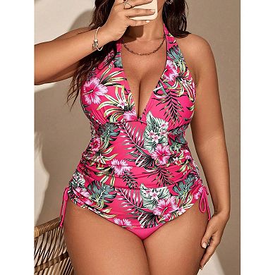 Women's Bathing Suit Two Piece Plus Size Swimsuit Tie Back Halter Top and Bikini Bottom Sets