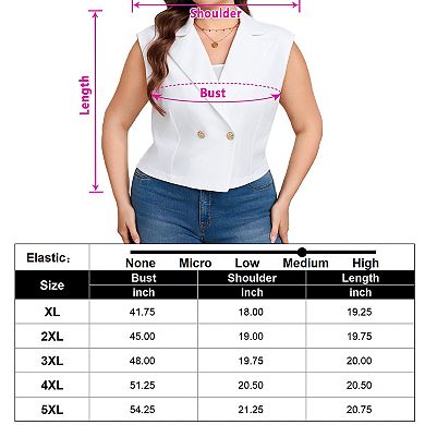 Women's Plus Size Double-Breasted Vest Peak Lapel Sleeveless Suit Waistcoat