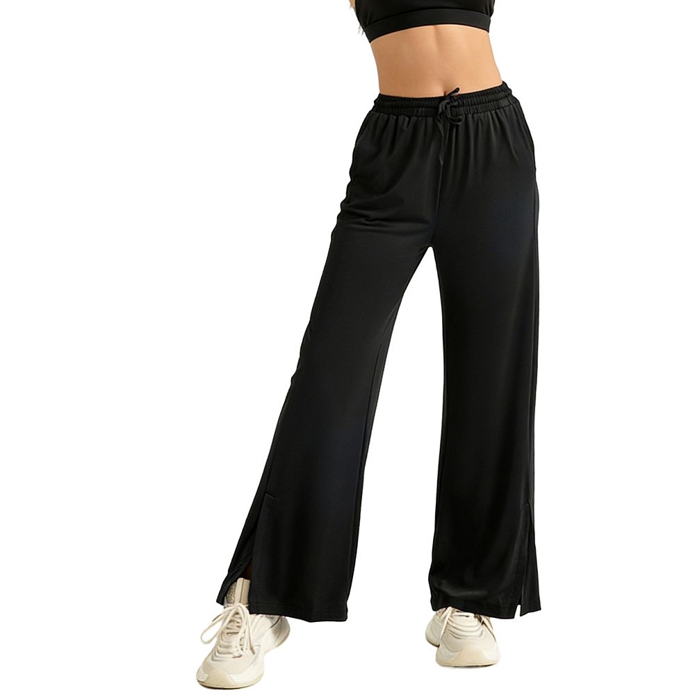 Women's Wide Leg Drawstring Active Pants with Side Slits