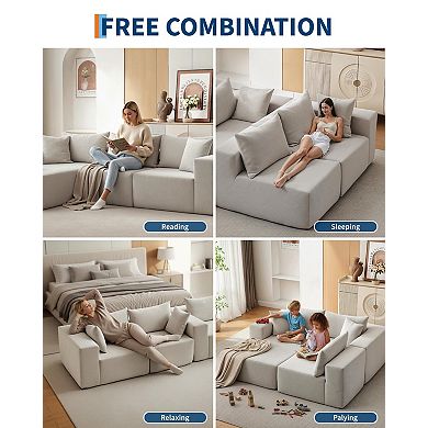 108"Modular Cloud Couch, L-Shape Left Chaise, Boneless Sofa Bed, No Assembly Required