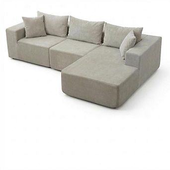 108"Modular Cloud Couch, L-Shape Left Chaise, Boneless Sofa Bed, No Assembly Required
