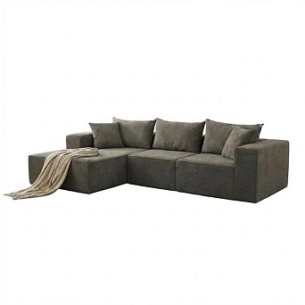 108"Modular Cloud Couch, L-Shape Left Chaise, Boneless Sofa Bed, No Assembly Required
