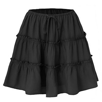 Women’s High-Waist Flowy Skort with Ruffle Tiers Built-In Shorts Mini Casual Beachwear