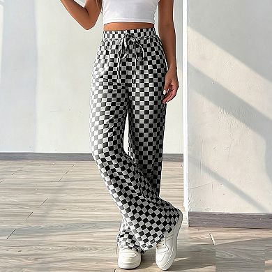 Women's Wide Leg Pants - Drawstring Elastic Waist Flowy Palazzo Casual Trousers with Pockets