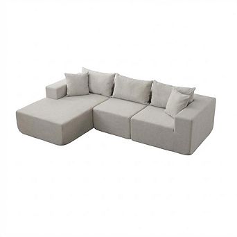 108"Modular Cloud Couch, L-Shape Left Chaise, Boneless Sofa Bed, No Assembly Required