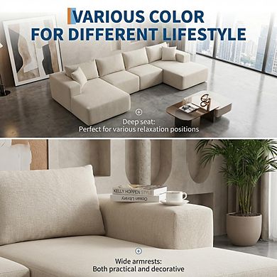 108"Modular Cloud Couch, L-Shape Left Chaise, Boneless Sofa Bed, No Assembly Required