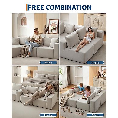 108"Modular Cloud Couch, L-Shape Left Chaise, Boneless Sofa Bed, No Assembly Required