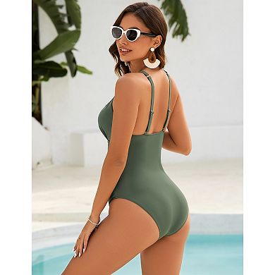 Women's Ruched Swimsuit One Piece Bathing Suit Summer Tummy Control Swimwear