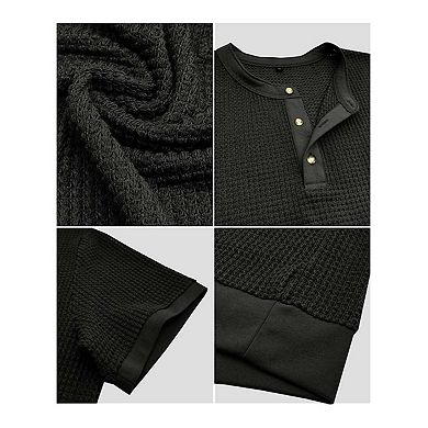 Men's Short Sleeve Knit Henley Polo T-Shirt