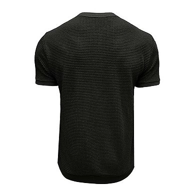 Men's Short Sleeve Knit Henley Polo T-Shirt