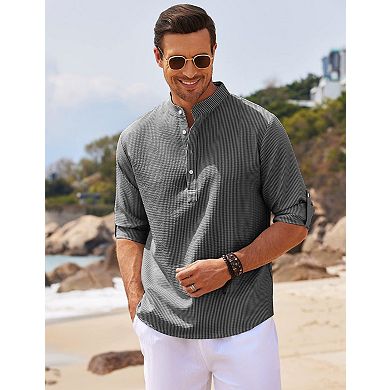 Men's Long Sleeve Pineapple Grid Casual Button-Down Shirt