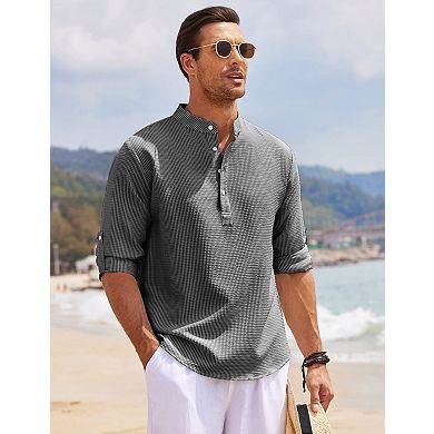 Men's Long Sleeve Pineapple Grid Casual Button-Down Shirt