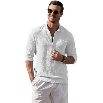 Men's High-Stretch Wrinkle-Resistant Stand Collar Long Sleeve Shirt