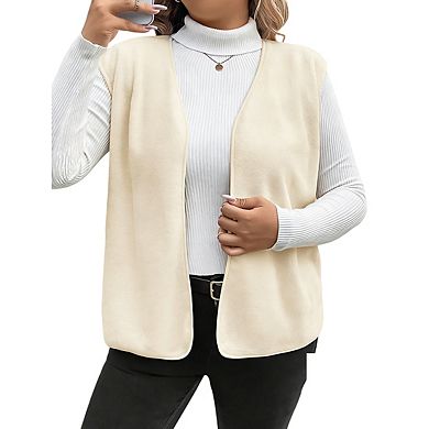 Women's Open Front Sleeveless Vest V Neck Soft Casual Tops Jackets