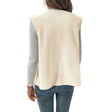 Women's Open Front Sleeveless Vest V Neck Soft Casual Tops Jackets