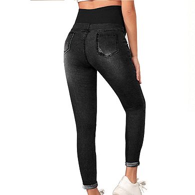 Women's Maternity Skinny Jeans - High Waisted Over-Belly Support Stretch Denim Pants Pregnancy