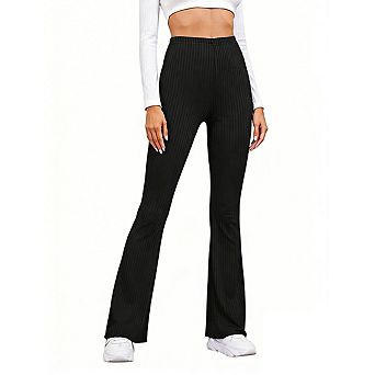 Women's High Waisted Ribbed Bootcut Pants Elastic Waist Bootcut Leg Long Pants
