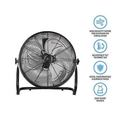 Perfect Aire 21.25 in. H X 18 in. D 3 speed High Velocity Floor Fan