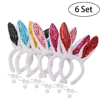 6 Set Easter Bunny Ears Headbands, Cute Rabbits Costume Accessories