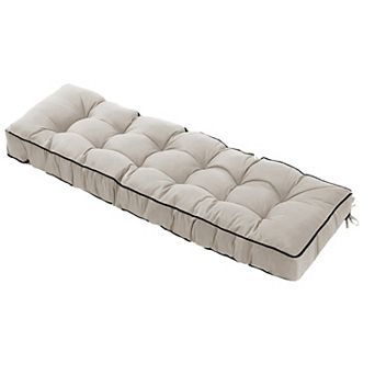 Outdoor Bench Cushions, Tufted 63" x 20" x 4" Patio Chair Cushion with Ties for Bench, Porch Swing