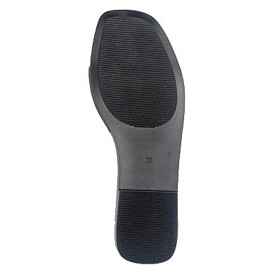 Roxoni Women’s Ruched Fabric Slide Sandals Open-Toe Flats with Cushioned Heel