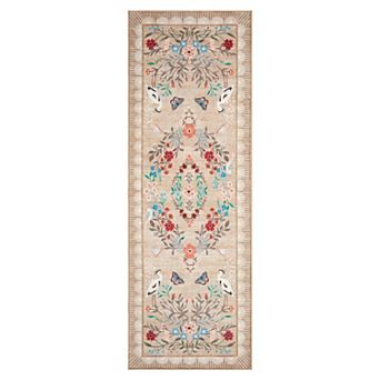 Garvee Modern Flowers & Cranes Pattern Area Rug Washable Non Slip Throw Rug for Living Room Bedroom