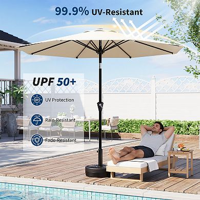 9FT Outdoor Patio Umbrella with Crank Lift and Push Button Tilt, UV Protected, For Backyard Deck