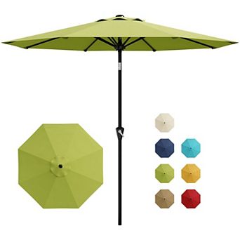 9FT Outdoor Patio Umbrella with Crank Lift and Push Button Tilt, UV Protected, For Backyard Deck