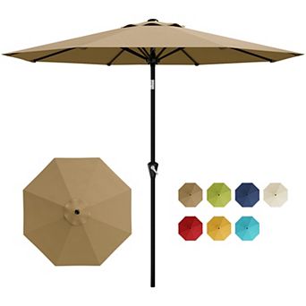 9FT Outdoor Patio Umbrella with Crank Lift and Push Button Tilt, UV Protected, For Backyard Deck