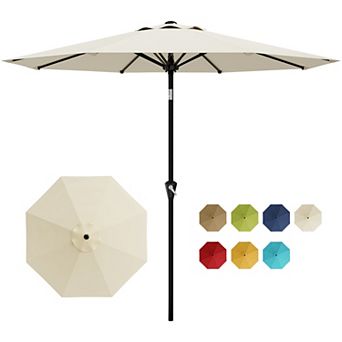 9FT Outdoor Patio Umbrella with Crank Lift and Push Button Tilt, UV Protected, For Backyard Deck