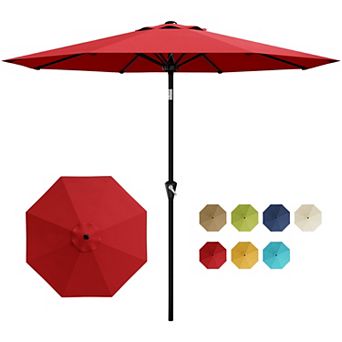 9FT Outdoor Patio Umbrella with Crank Lift and Push Button Tilt, UV Protected, For Backyard Deck