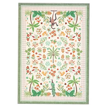 Garvee Dynamic Rainforest Washable Area Rug Non Slip Botanical Low Pile Rug for Living Room Kitchen